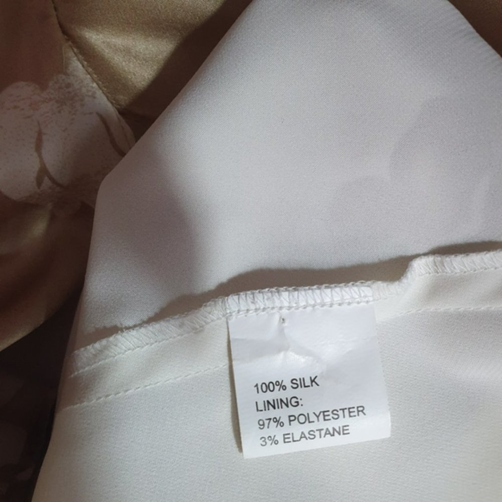 Table 8 floral maxi slip dress wrap SILK tanwhite ruffled ruched - Picture 8 of 8